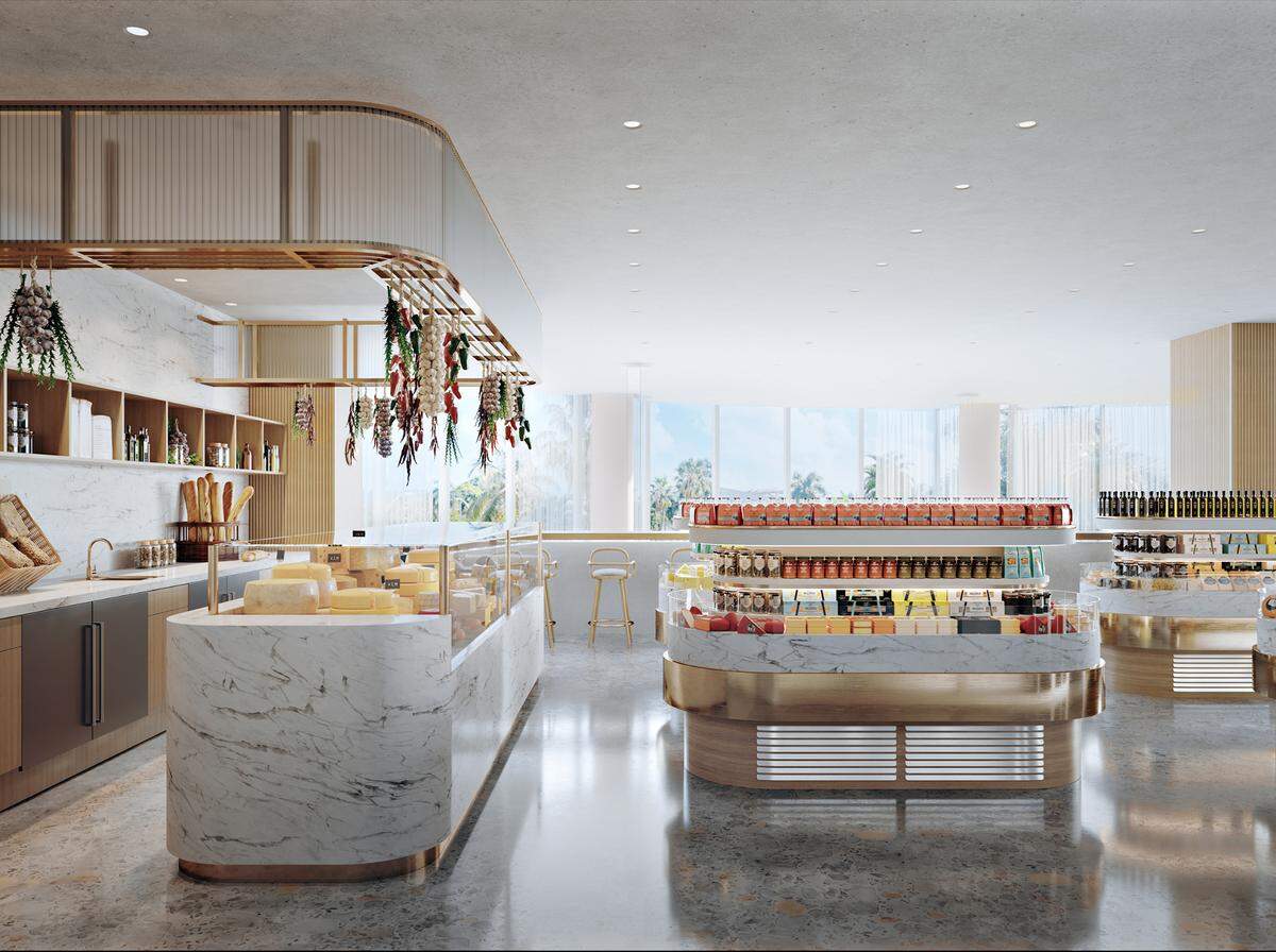 A rendering of La Bottega Market at Mr. C Residences in Coconut Grove.