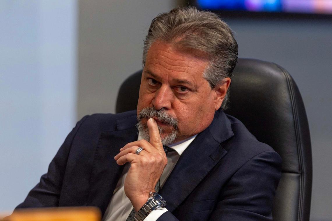 Commissioner Miguel Gabela listens to public comment during a City Commission meeting on Tuesday, June 17, 2025, in Miami.