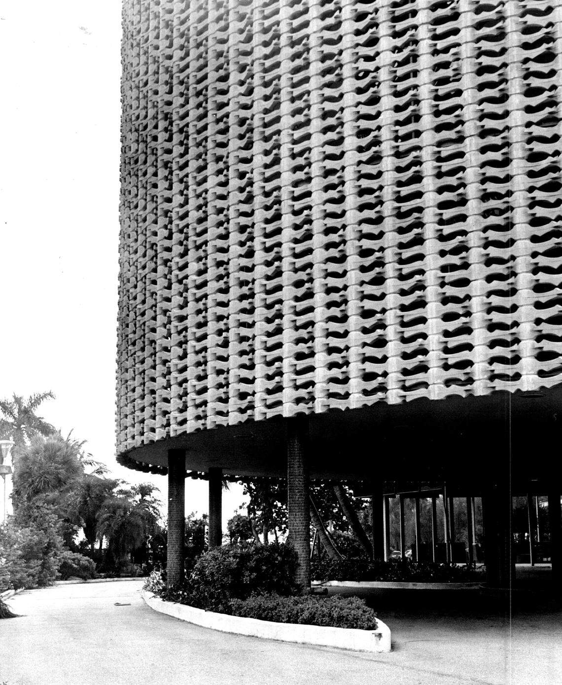 The circular Channel 6 TV studios on Brickell Avenue in the 1970s.
