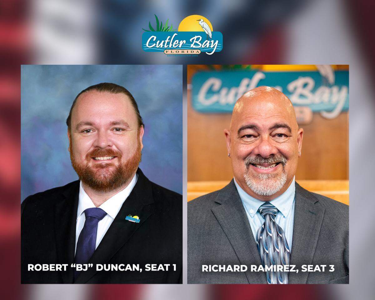 Robert “BJ” Duncan (Seat 1) and Richard Ramirez (Seat 3) both ran unopposed for the Cutler Bay Town Council.