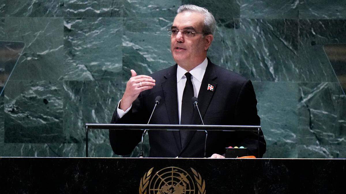 El presidente dominicano Luis Abinader se dirige a la 78va sesión de la Asamblea General de la ONU el 20 de septiembre de 2023.