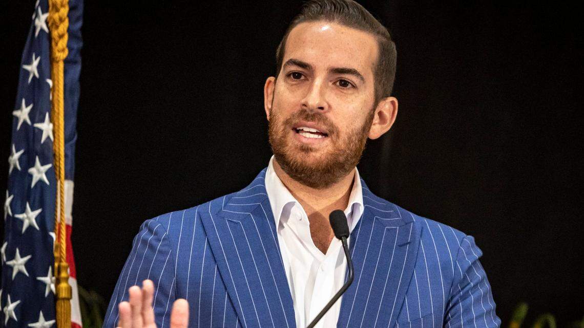 Coral Gables, Florida, September 28, 2023 - Daniel Perez, Florida Speaker Designate speaks to attendees during Florida’s Future Conference at the University of Miami Shalala Student Center 1330 Miller Drive. Incoming Florida House Speaker Daniel Perez hosted the Florida’s Future conference at the University of Miami to discuss pressing problems and challenges facing Miami-Dade County.