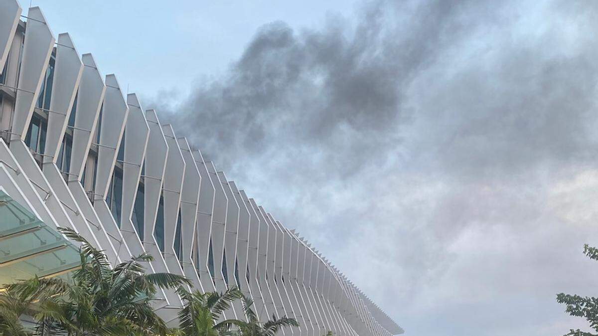 The Miami Beach Convention Center was evacuated Wednesday afternoon after a chiller on the roof caught fire. The fire has been contained.