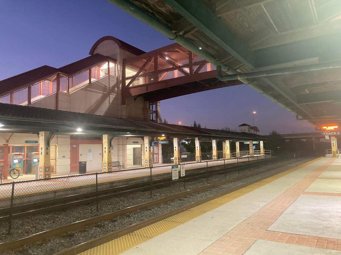 The tracks at Tri-Rail’s Sheridan Street Station in Hollywood.