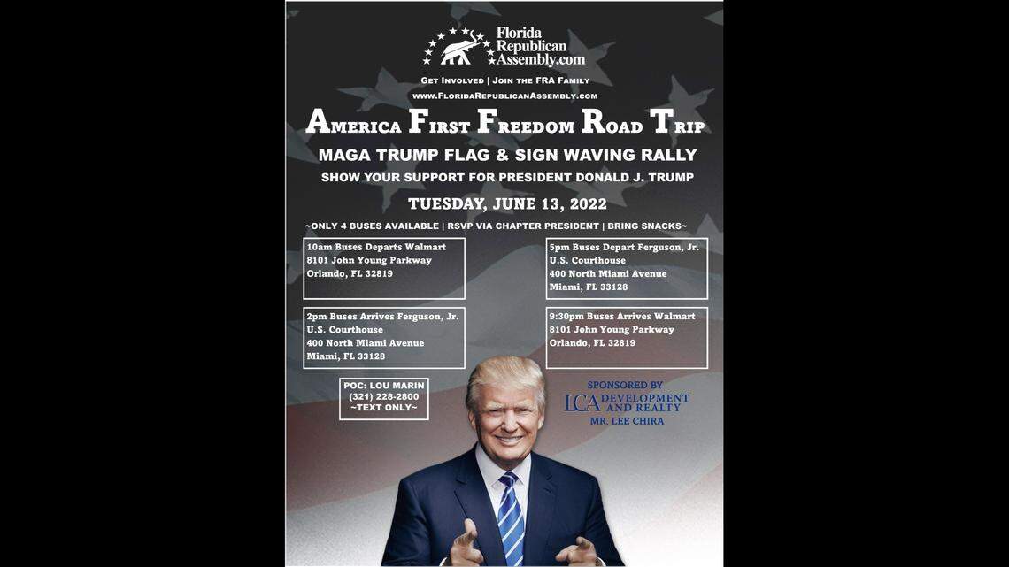 Busloads of Trump supporters are coming to Miami ahead of arraignment, organizer says