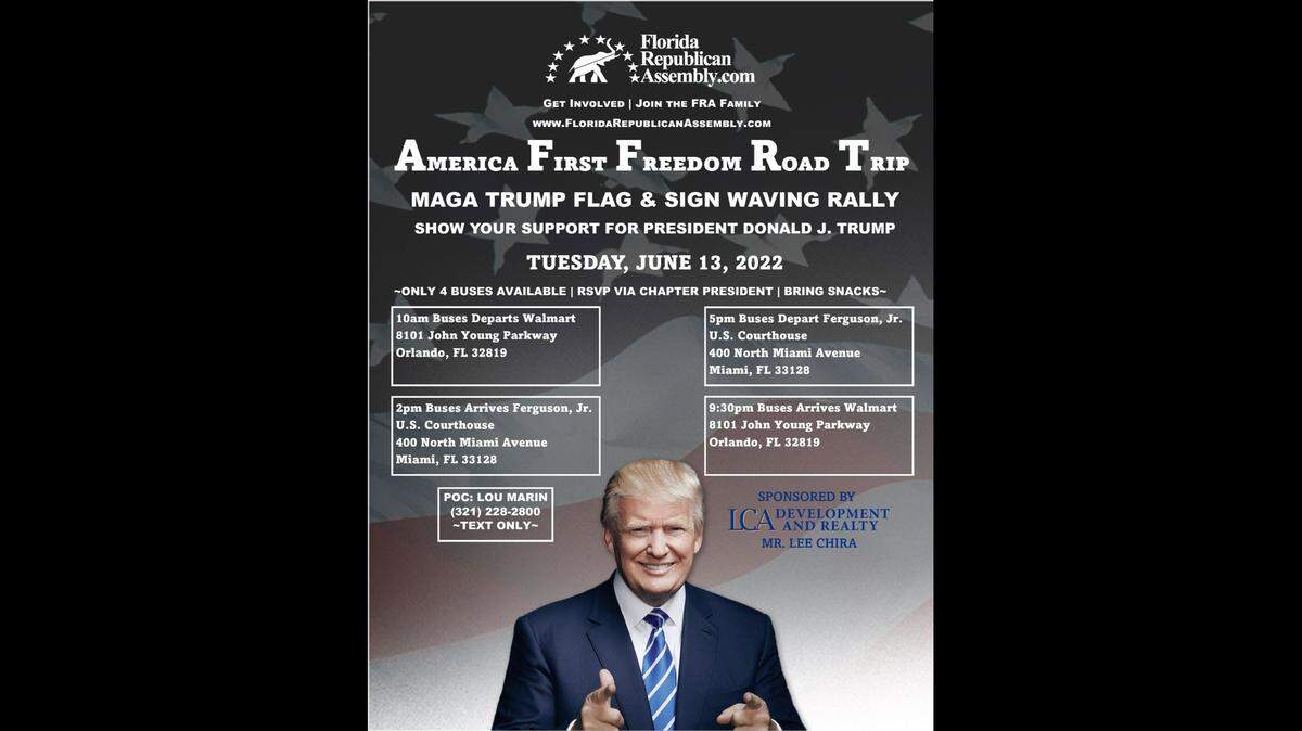 Busloads of Trump supporters are coming to Miami ahead of arraignment, organizer says