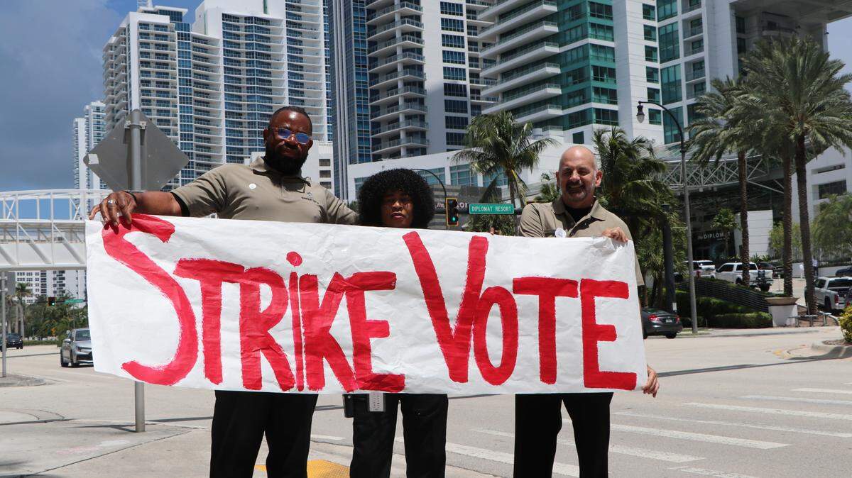 Union workers at the Diplomat Beach Resort in Hollywood voted nearly unanimously on Sept. 2, 2022, to approve calling a strike if labor and management can’t agree on a new work contract.
