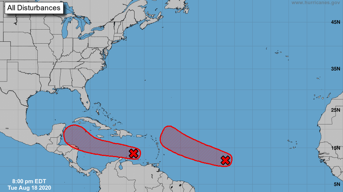Two tropical waves in the Atlantic are headed west and might turn into depressions