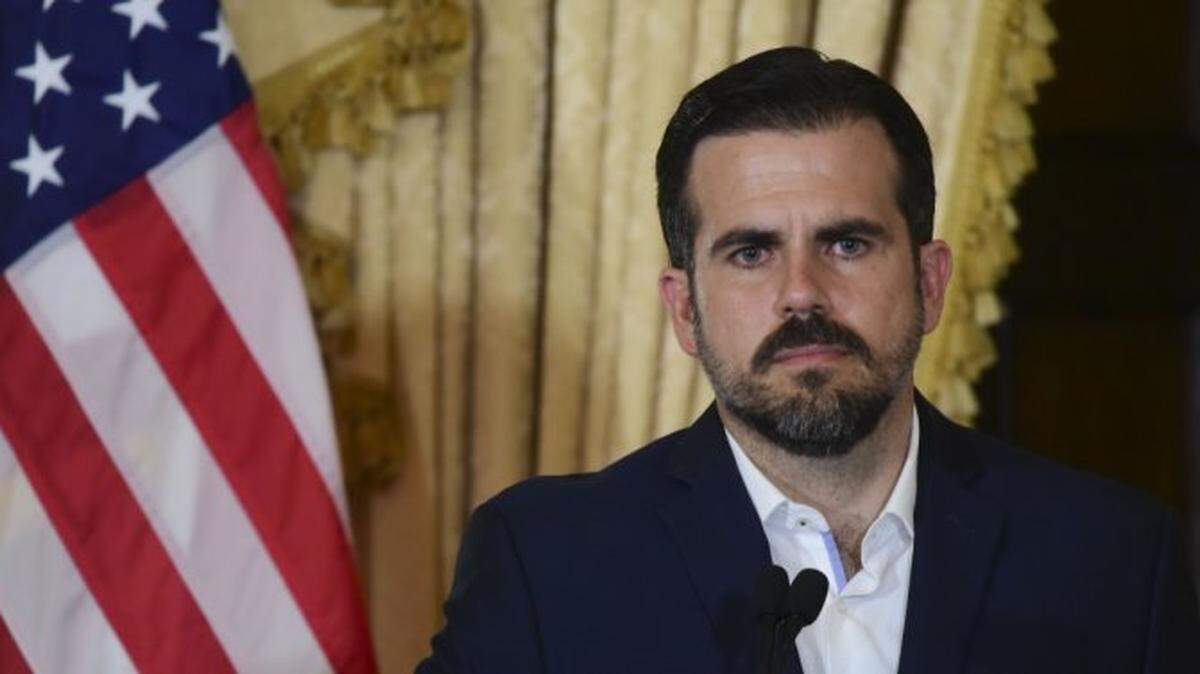 Puerto Rico governor Ricardo Rossello holds a press conference, almost two days after federal authorities arrested the island’s former secretary of education and five other people on charges of steering federal money to unqualified, politically connected contractors, in San Juan, Puerto Rico, Thursday, July 11, 2019. At the time of the arrests, Rossello was in the middle of a family vacation in France, which he canceled to travel back to the Island. U.S. Attorney for Puerto Rico Rosa Emilia Rodríguez said Gov. Ricardo Rossello was not involved in the investigation. (AP Photo/Carlos Giusti)