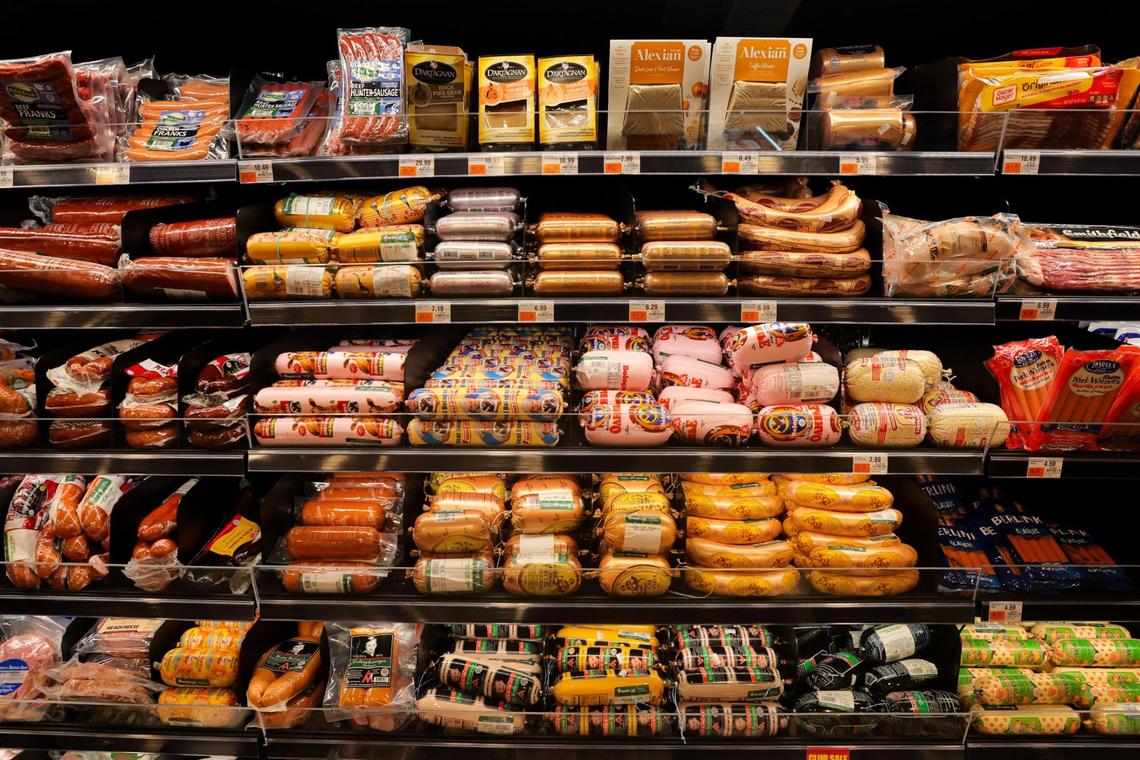 Sausages and other smoked meats on display at NetCost Market in Hollywood, Florida, on Thursday, Dec. 19, 2024.