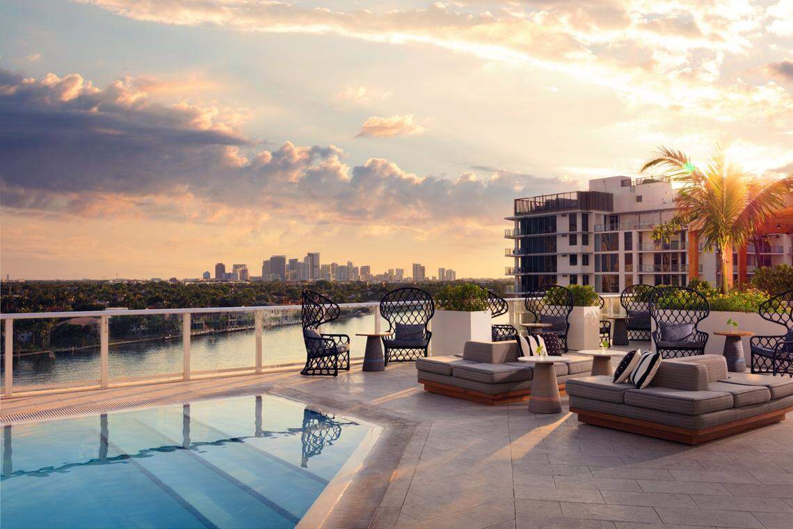 Chill out in style at Shorebreak — grab a cabana or daybed, soak up rooftop sunset vibes.