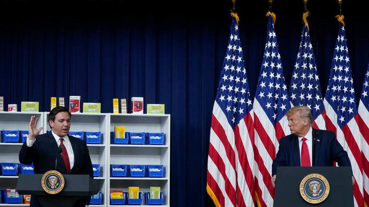 Florida Gov. Ron DeSantis speaks before U.S. President Donald Trump signs executive orders on prescription drug prices at the White House on July 24, 2020, in Washington, D.C.