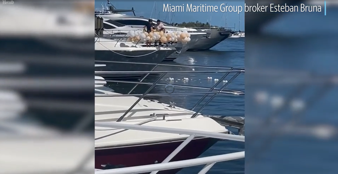 Police made an arrest and imposed over $25,000 in citations after an Instagram video surfaced online showing people popping dozens of balloons on a boat and allowing pieces to fall in the water at a Coconut Grove marina on Tuesday, May 10, 2022.