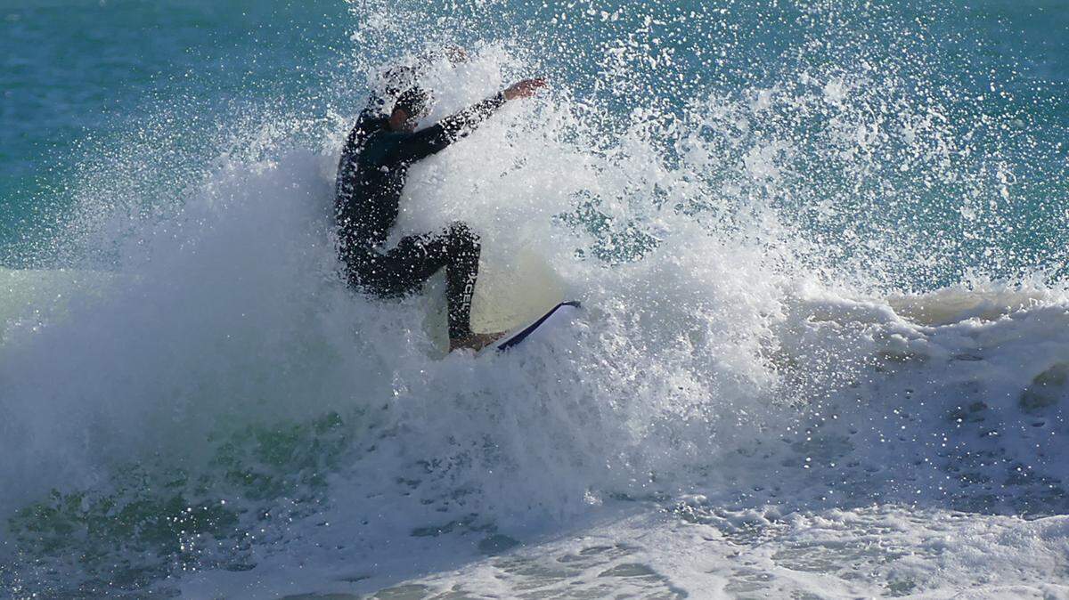 Surf is up at the South Point Beach from a northern storm in January 2015. Forecasters expect high swells Thursday into Friday from Hurricane Florence.