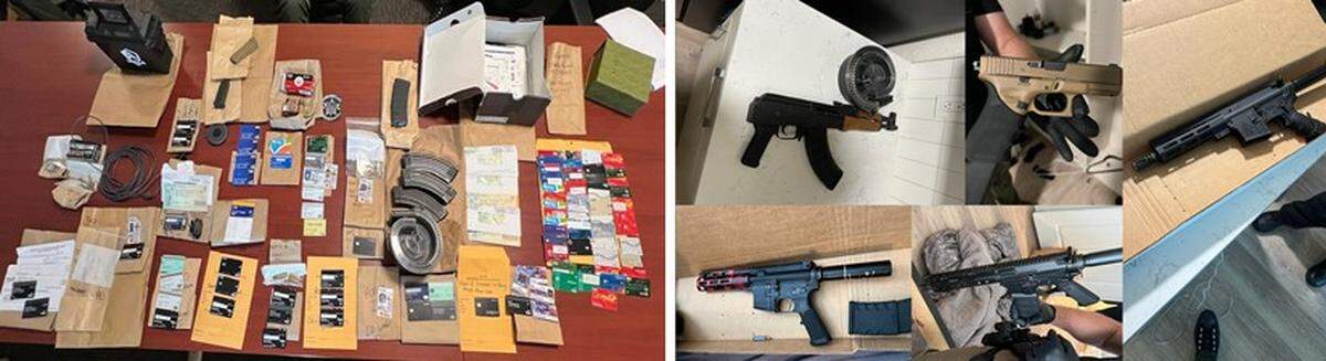 Various firearms and evidence gathered by investiagators.