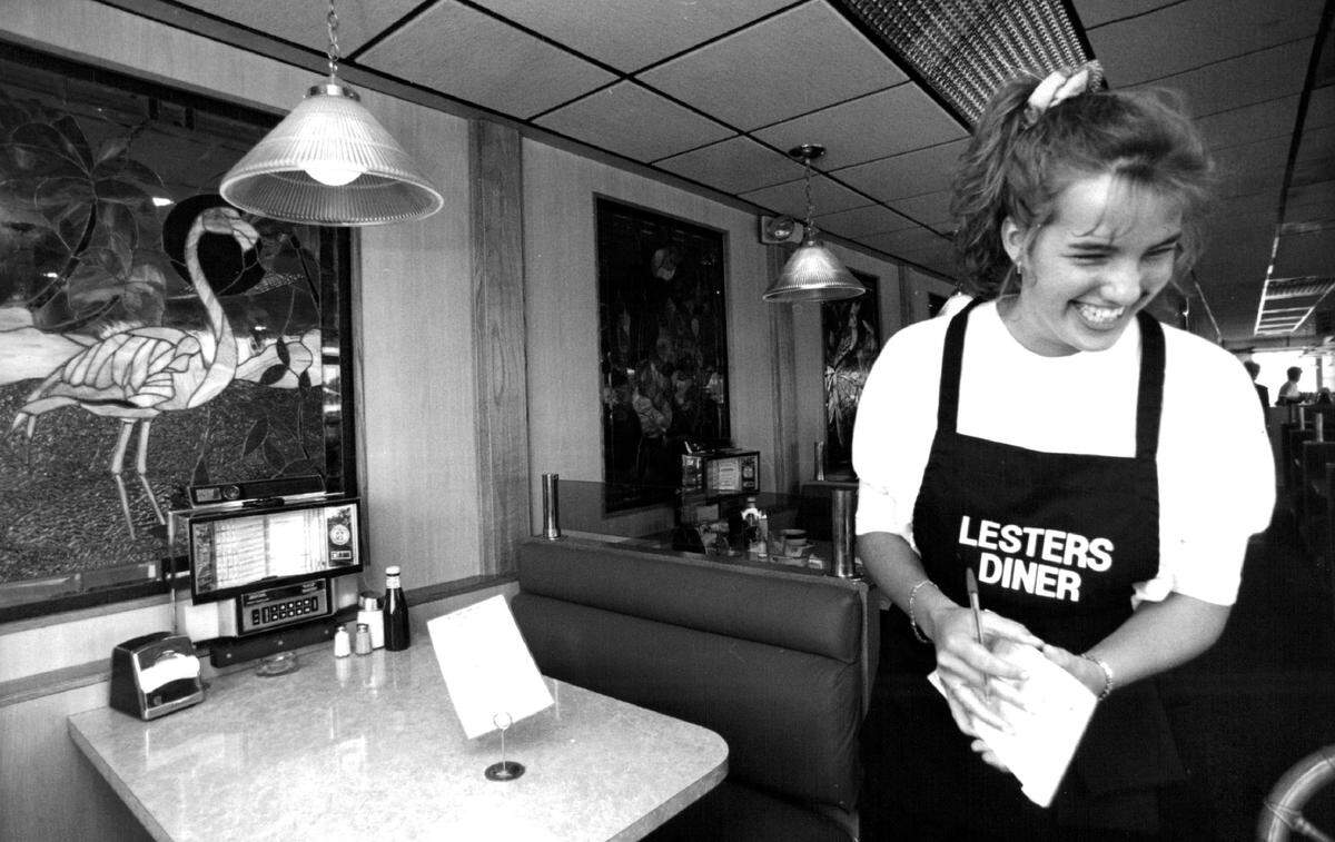 Waiter Karen Hughes at Lester’s Diner in 1991.