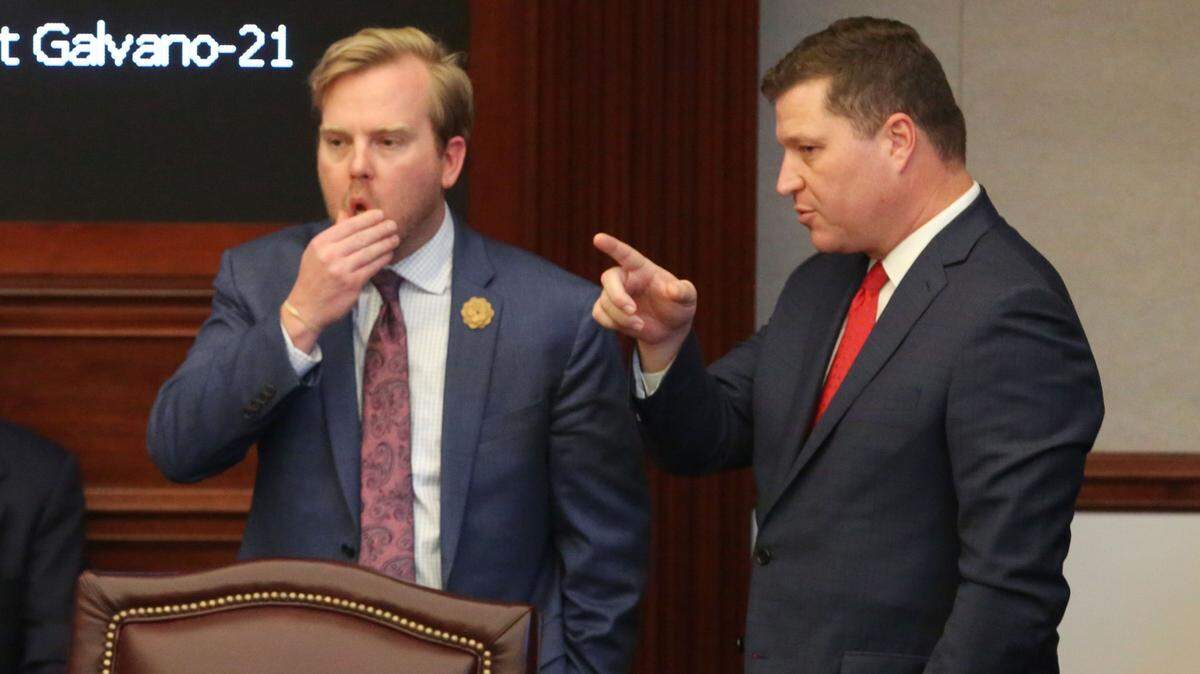 Rep. Jamie Grant, R-Tampa, and Sen. Jeff Brandes, R-St. Petersburg, listen to Amendment 4 debate in the Florida Senate last year.