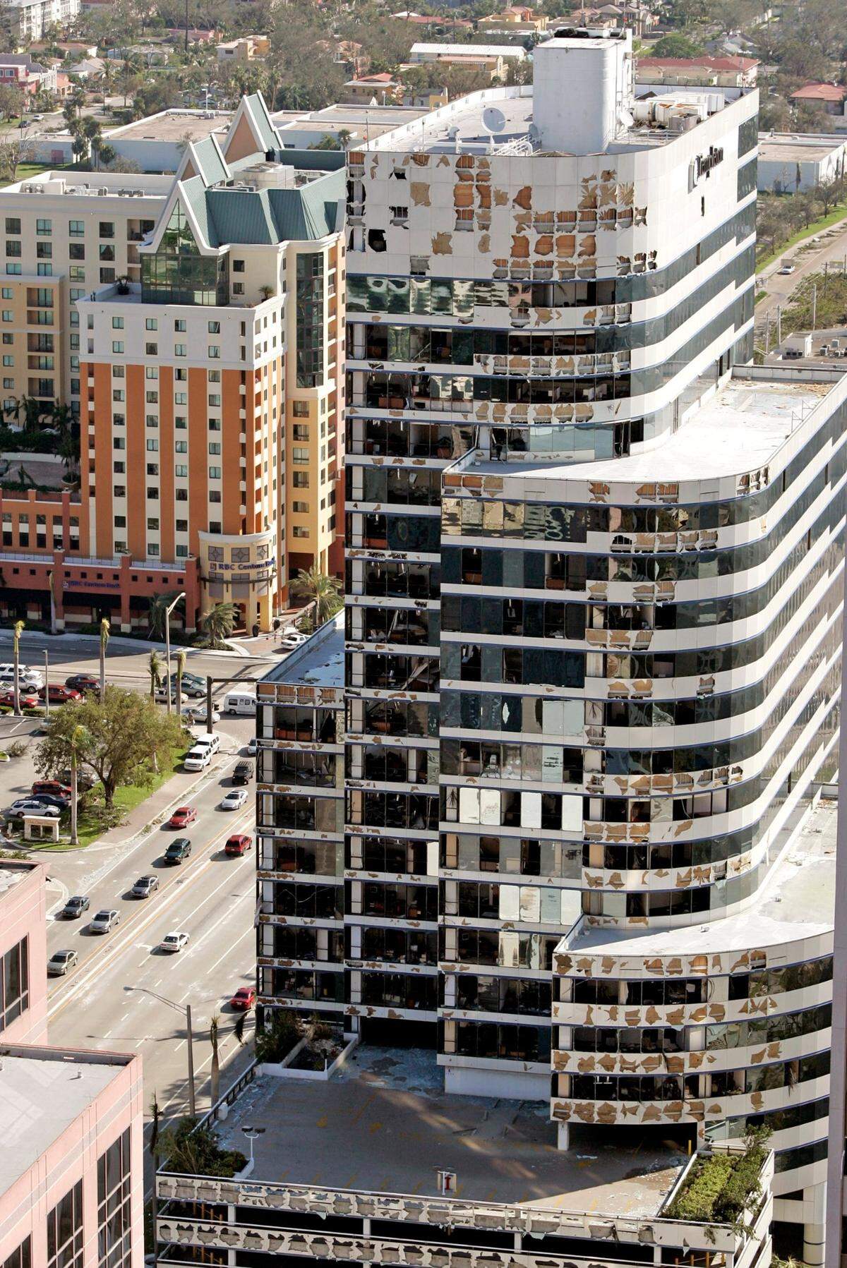 The Templeton building in downtown Fort Lauderdale sustained extensive damage from Hurricane Wilma.