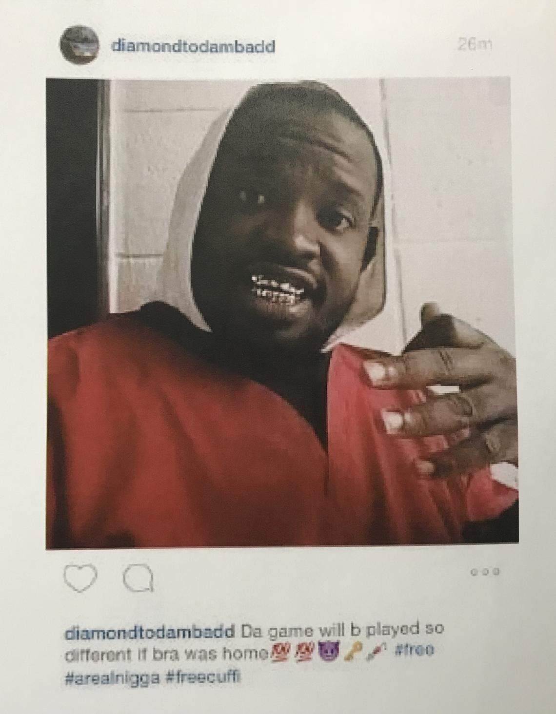Inmate Qurri Gantt was caught taking a selfie with a contraband cellphone while inside a Miami-Dade jail. The photo was later uploaded to Facebook.