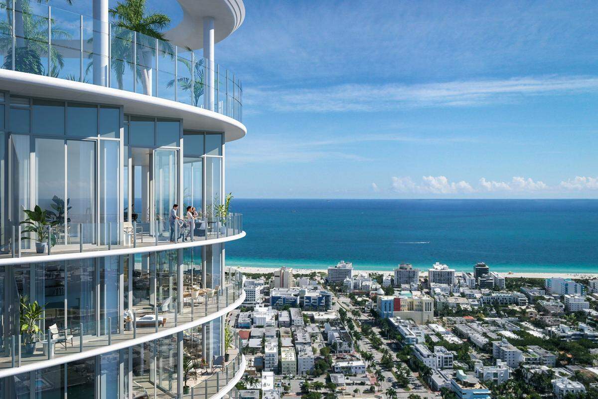 A rendering shows the view from Five Park, which will be the tallest tower in Miami Beach when completed.