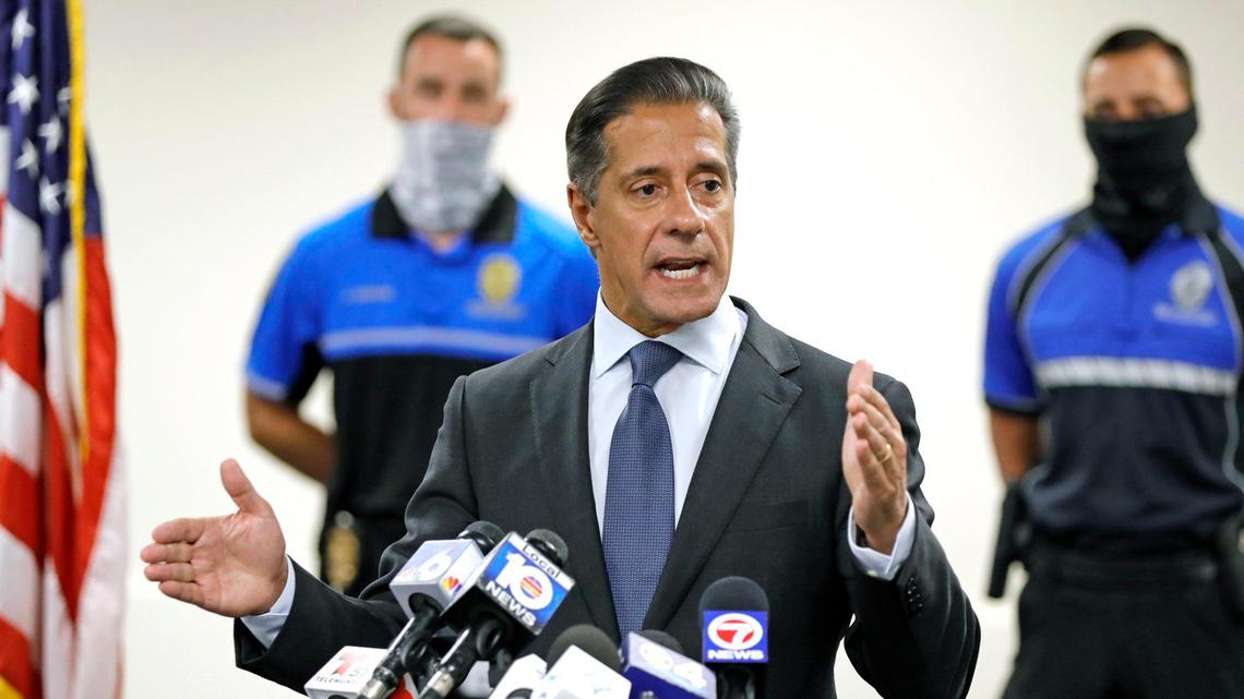 Alberto M. Carvalho, Superintendent of Miami-Dade County Public Schools, holds a press conference Thursday, Sept. 3, regarding the arrest of a 16-year-old South Miami Senior High student accused of some of the cyberattacks plaguing Miami-Dade County Public Schools since Monday, the first day of distance learning in the public schools.