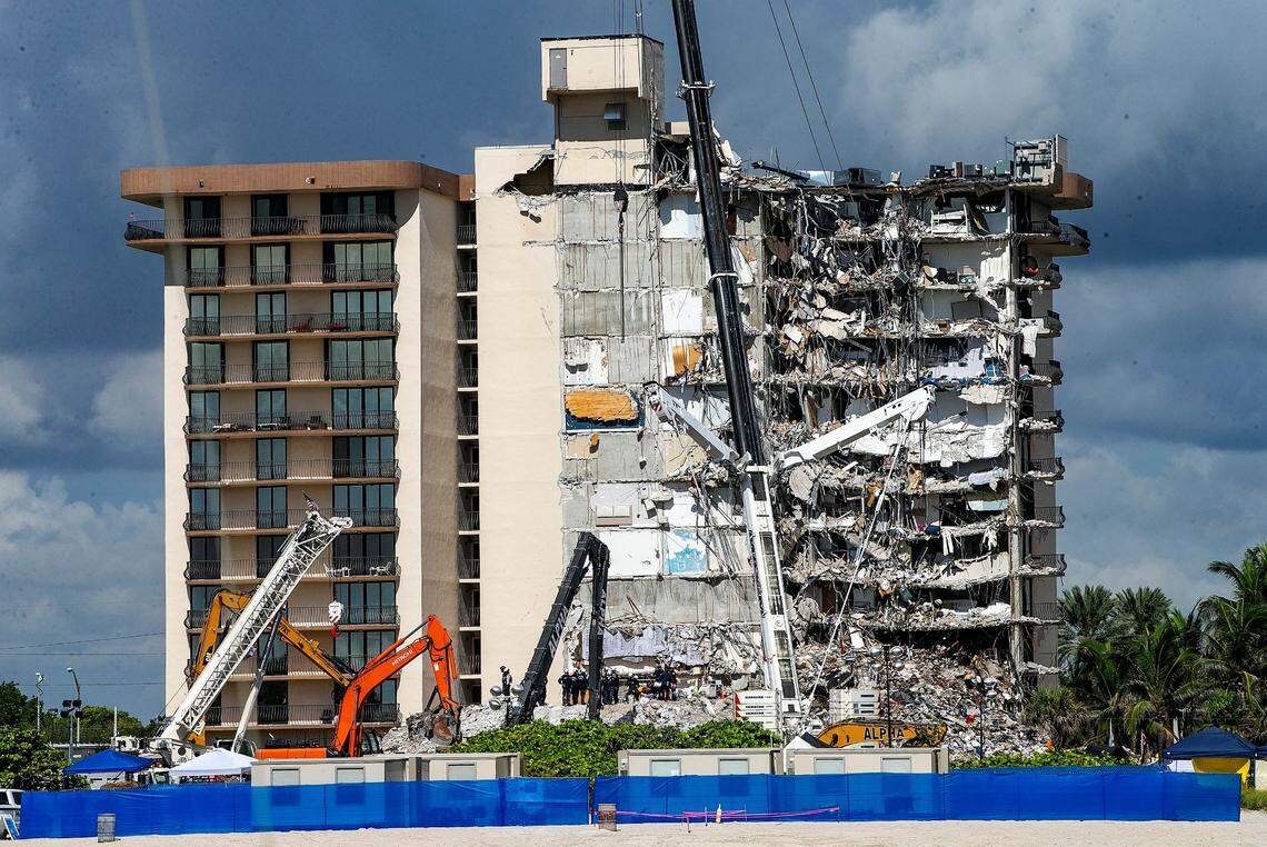 Search and rescue mission continues at the 12-story oceanfront condo, Champlain Towers South, nine days after the building collapsed, on Friday, July 02, 2021.