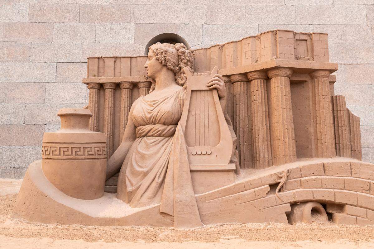 greek goddess terpsichore sand sculpture