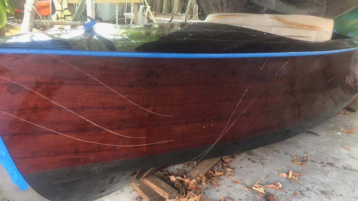 John Beauregard's 1937 Chris-Craft powerboat was slashed with a knife Sunday evening.