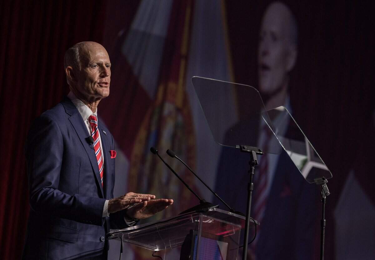 United States Senator Rick Scott speaks during the Republican Party of Florida Sunshine State Showdown event, at the Seminole Hard Rock Hotel & Casino in Hollywood, Florida on Saturday, June 27, 2026.