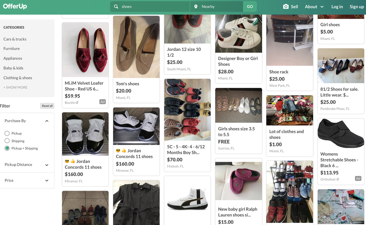 In the shoe category alone, OfferUp offers a plethora of options.