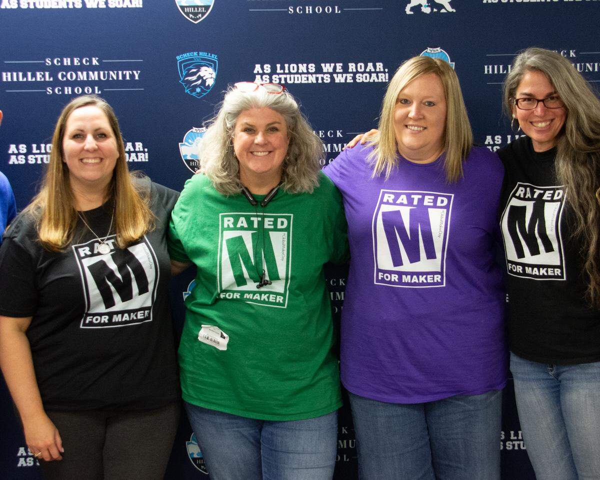 Scheck Hillel Community School became the first Florida-based school to host Global Maker Day. Leadership team members who helped to organize the international event include Jaime Donally, Marialice Curran, Amy Storer and Katie McNamara.