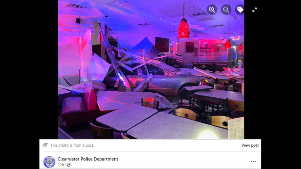 The car came to a stop in the restaurant’s dining area, a place that is normally full during meal time, the owner told news outlets.