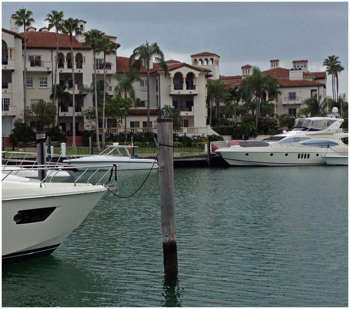 One of two marinas on Fisher Island, a luxe enclave off of Miami Beach.