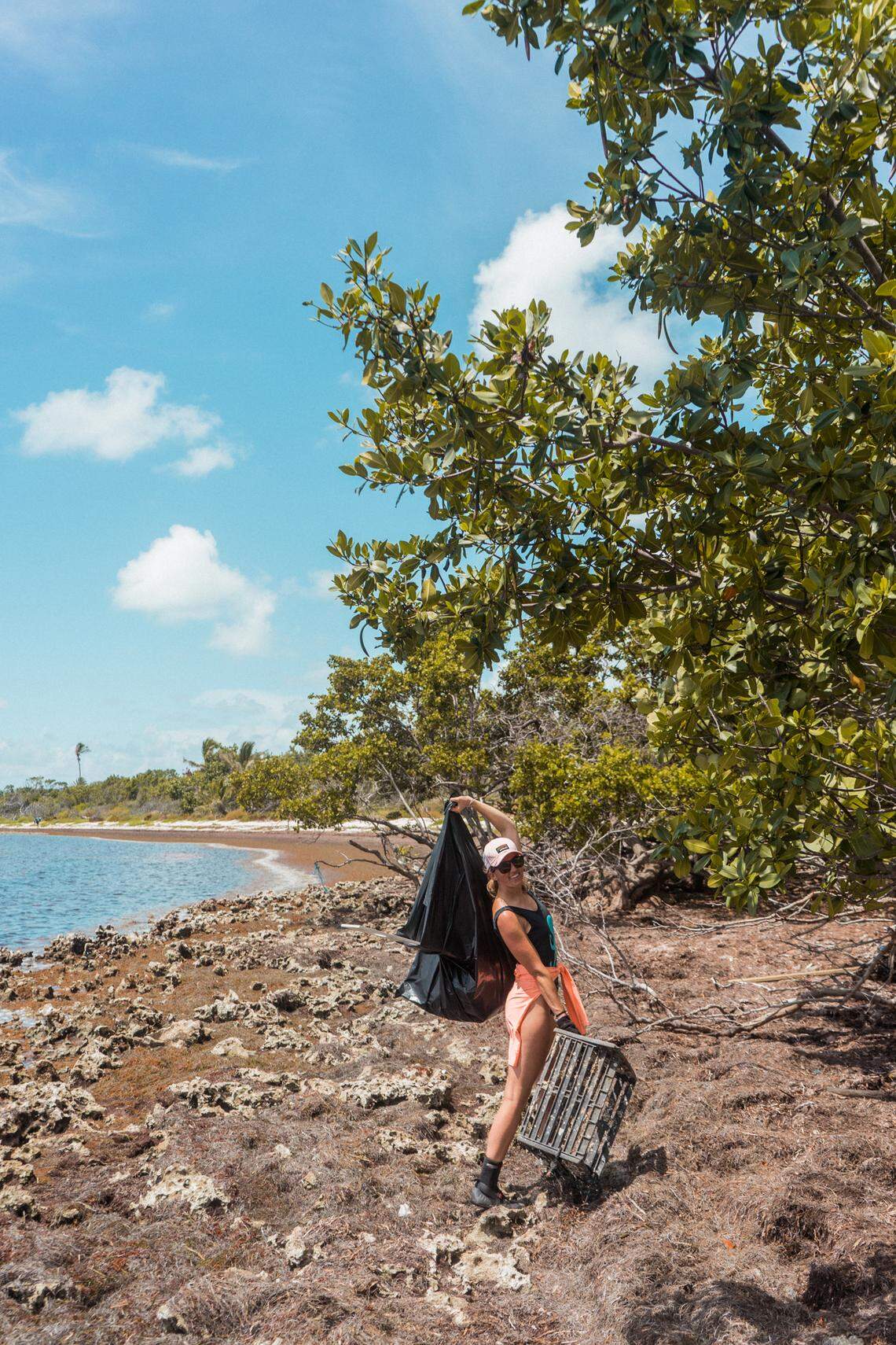Caiti Waks, who founded the Miami sustainability nonprofit Debris Free Oceans, at a cleanup at Elliot Key in Biscayne National Park in Florida.