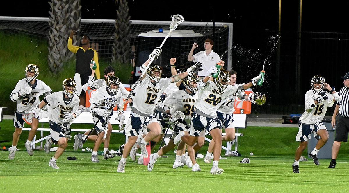 Aquinas takes on Ponte Vedra in a Boys 2A Lacrosse State finals match up with at the Paradise Coast Sports Complex in Naples, Friday, May 7, 2022.(Photo/Chris Tilley)