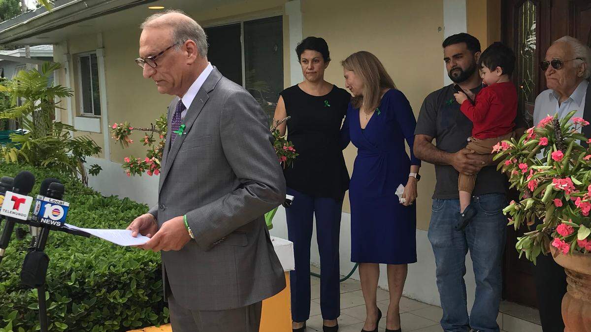 Shawn Khosravi, whose 32-year-old son Aramis Khosravi stands accused of trying to kill 10 Miami-Dade police officers during a shootout, met with the media Thursday and explained how his son suffers from schizophrenia and never should have been permitted to get hold of a weapon.