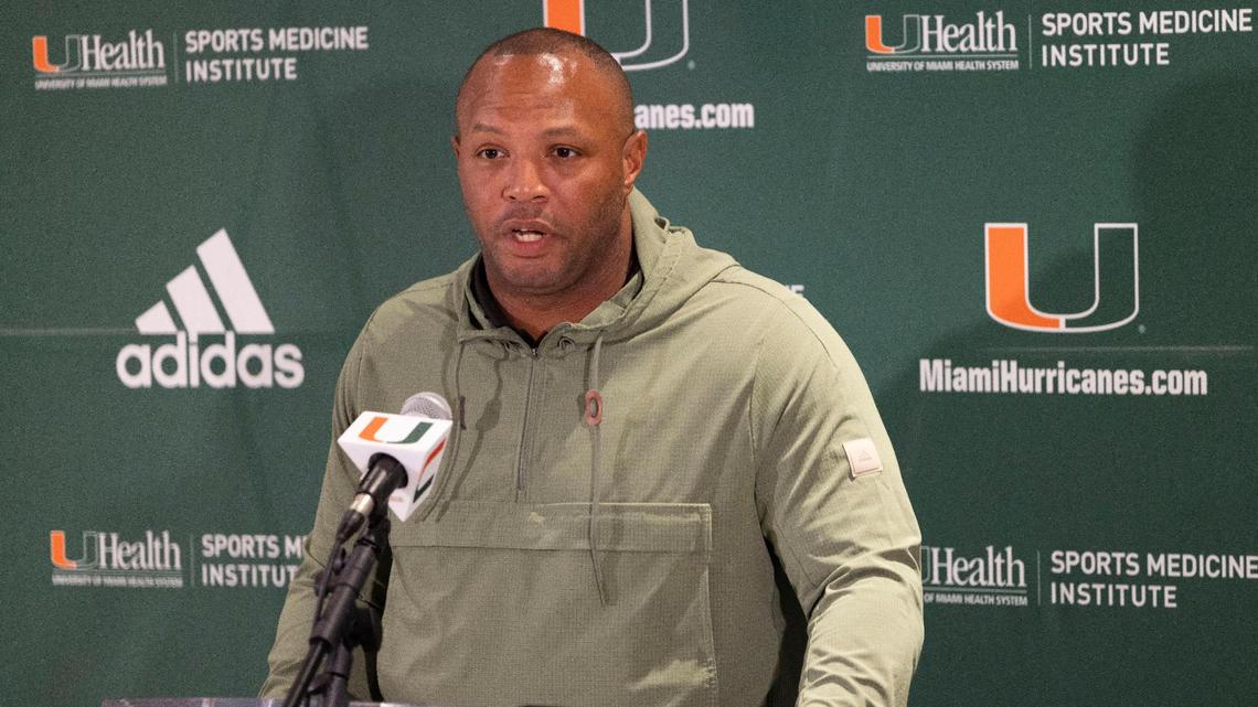 Offensive Coordinator Josh Gattis speaks during a press conference discussing player availability and the upcoming first game of the season this weekend for the University of Miami Hurricanes football team on Monday, Aug. 29, 2022, at the Schwartz Center for Athletic Excellence.