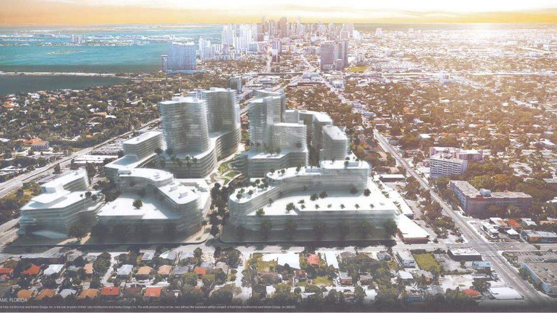 This rendering shows an aerial view of the proposed Eastside Ridge development, looking south from about 54th Avenue.