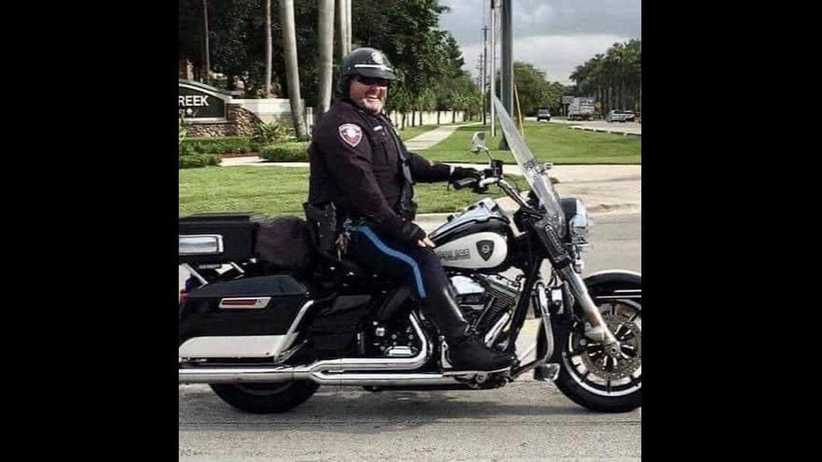 Pembroke Pines Police Officer Charles “Charlie” Herring died in February 2023 after a palm frond fell on him while riding his motorcycle, causing him to lose control of  his bike while on patrol, officials said.