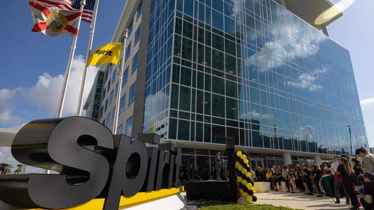 Employees attend the opening of Spirit Airlines’ new campus on Thursday, April 18, 2024, at Dania Pointe in Dania Beach.
