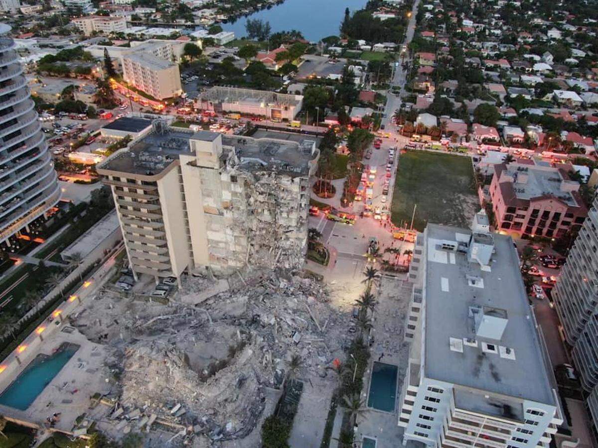 Champlain Towers South on the morning of June 24, just hours after the catastrophic collapse.