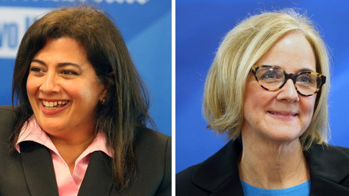 Zoraida Barreiro, left, faces Eileen Higgins, right, in the June 19 runoff election to fill the Miami-Dade County Commission seat vacated by Bruno Barreiro, who's running for Congress. The former commissioner is Zoraida Barreiro's husband.