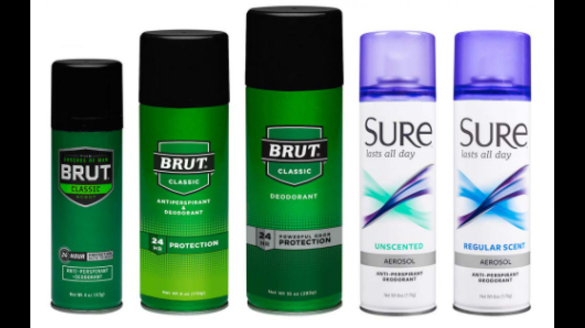The Brut and Sure deodorant and antiperspirant recalled.
