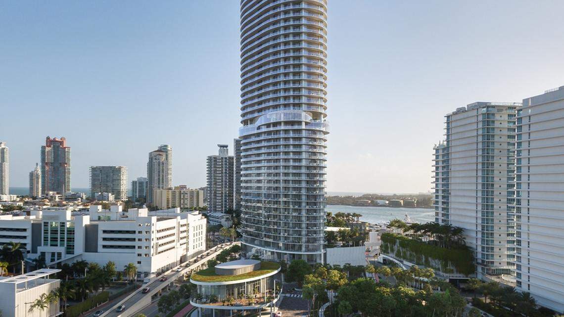 Architectural rendering of the Canopy Park at the Canopy Club, a public park that will be part of the luxury tower at 500-700 Alton Road, developed by Terra and Crescent Heights.