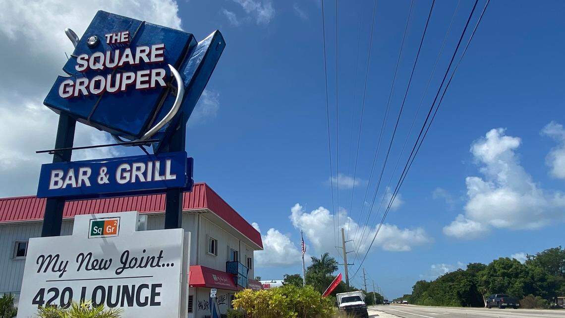 The Square Grouper restaurant sits right off the Overseas Highway at mile marker 22.5 on Cudjoe Key in the Florida Keys.