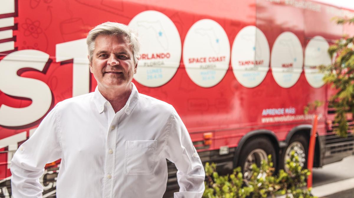 Steve Case, former CEO of AOL, brought his Rise of the Rest bus tour of emerging tech hubs to Miami Thursday.