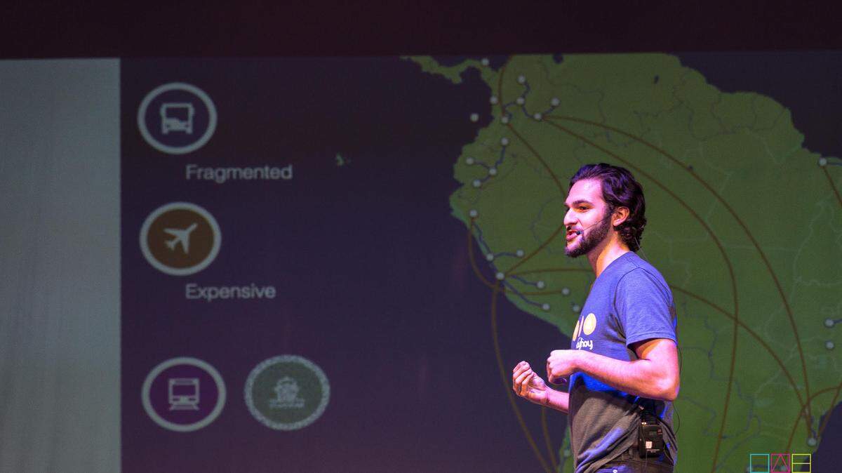 Jake Moskovitz, CEO & co-founder of Miami-based VoyHoy, speaks at last year’s Future of Travel Tech Summit, hosted by LAB Miami Ventures. This year’s event takes place Feb. 12 at the Historic Lyric Theater in Overtown.