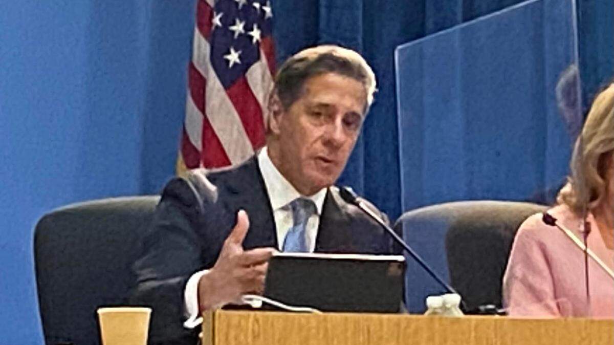 Miami-Dade Public Schools Superintentend Alberto Carvalho speaks during a School Board meeting Wednesday, June 14, 2021.