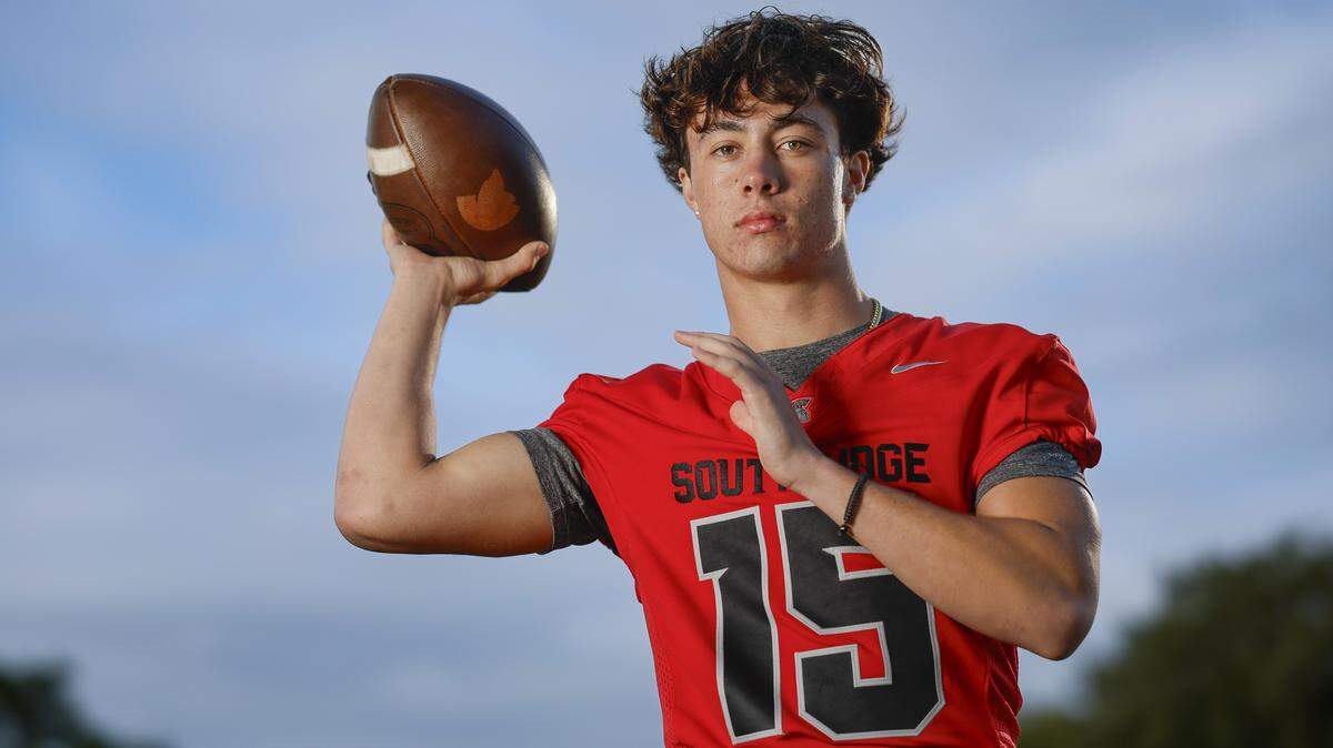James Perrone of Miami Southridge Senior High School is the Miami Herald’s Boy’s Football Player of the Year for Miami-Dade County, on Thursday, January 15, 2026. 
