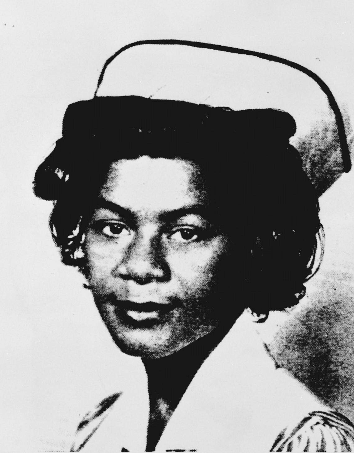 Thelma Anderson-Gibson, 1947, as a graduate of St Agnes School of Nursing. Raleigh, N.C. 